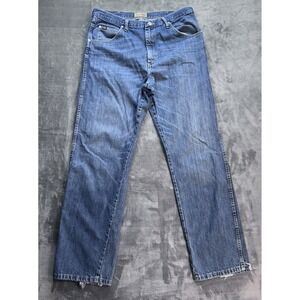 Wrangler 20X Jeans Men 38x34 Blue Denim Straight Medium Wash Distressed Western